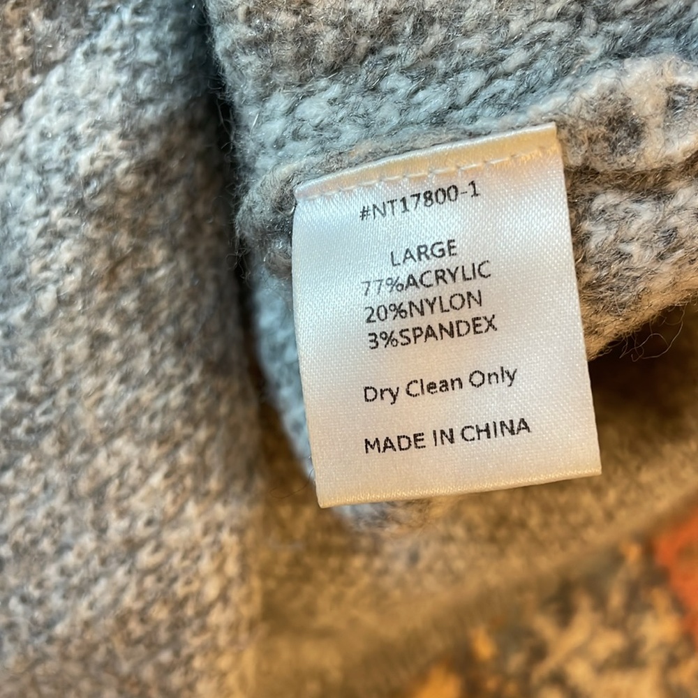 Gray Grid Turtleneck Sweater - image 5